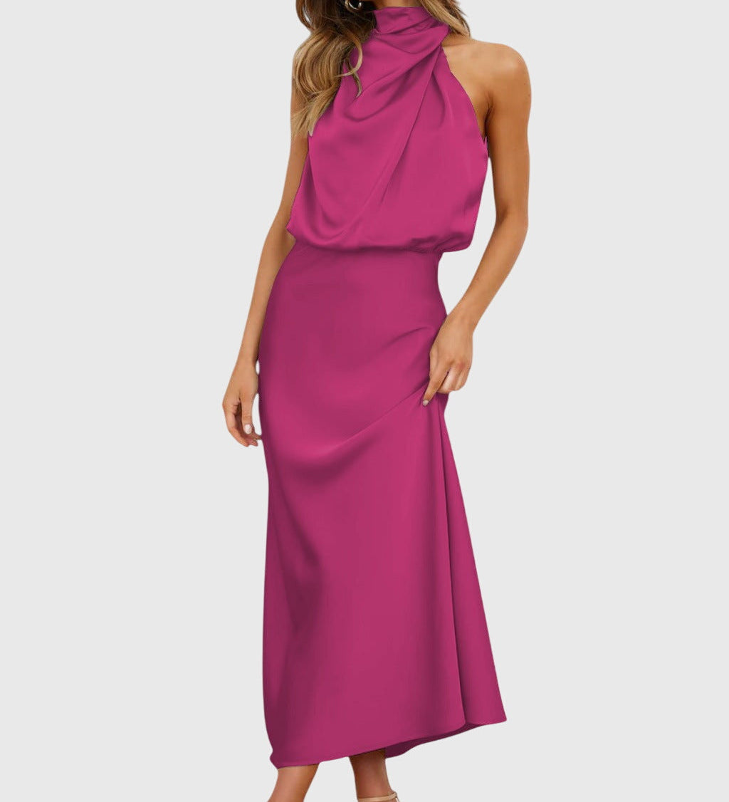 Ava™ | Glamour Šaty z Saténu s Krátkým Rukávem