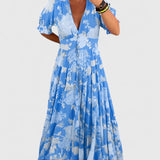 Minelda | Elegantní květinové šaty s V-výstřihem