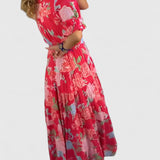 Minelda | Elegantní květinové šaty s V-výstřihem