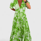 Minelda | Elegantní květinové šaty s V-výstřihem