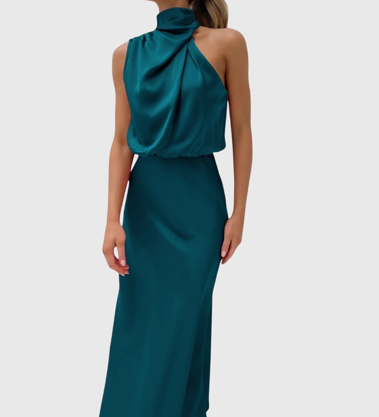 Ava™ | Glamour Šaty z Saténu s Krátkým Rukávem