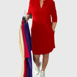 Katherine | Pevné šaty s V výstřihem