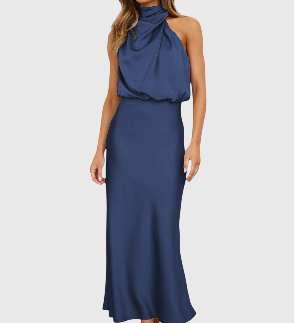 Ava™ | Glamour Šaty z Saténu s Krátkým Rukávem