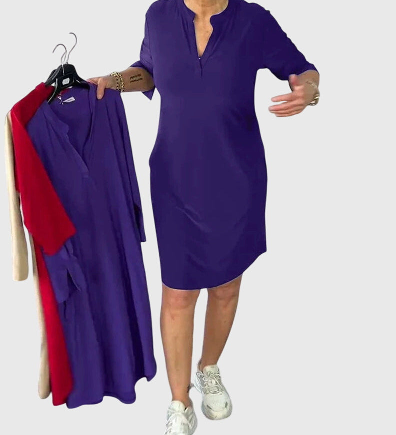 Katherine | Pevné šaty s V výstřihem