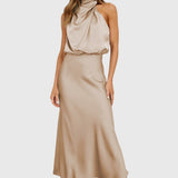 Ava™ | Glamour Šaty z Saténu s Krátkým Rukávem