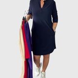 Katherine | Pevné šaty s V výstřihem