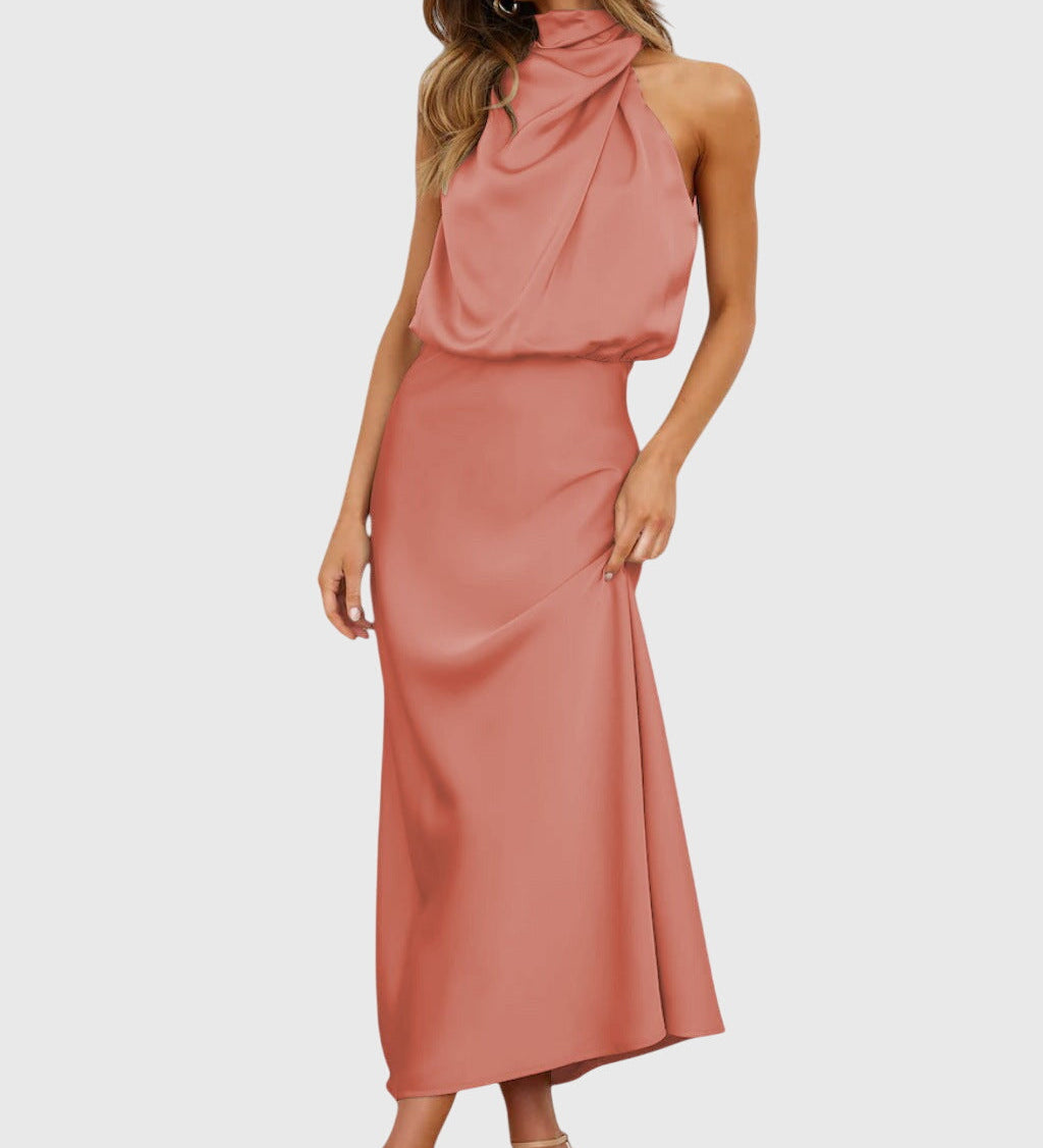 Ava™ | Glamour Šaty z Saténu s Krátkým Rukávem