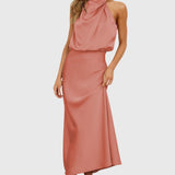 Ava™ | Glamour Šaty z Saténu s Krátkým Rukávem